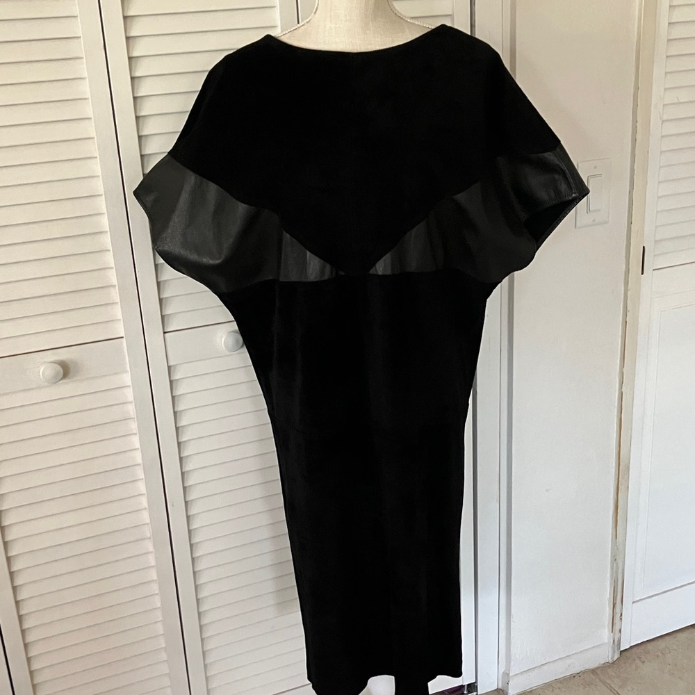MAGLIA Vintage black suede and leather dress in excellent condition size 10‎